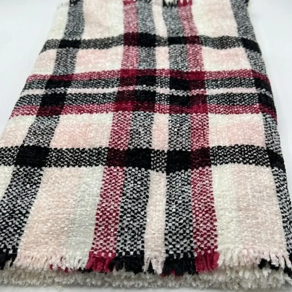 Charter Club Ivory Plaid Chenille Scarf NWT